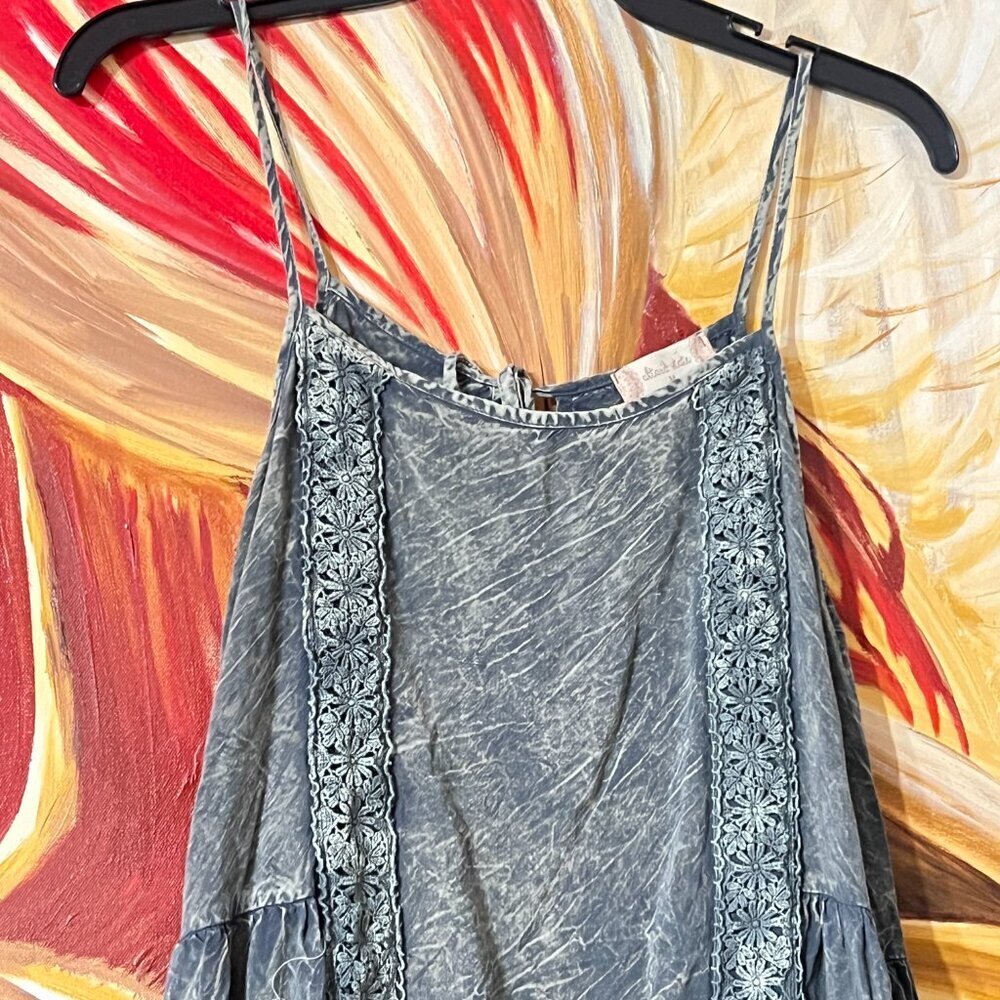 Altar'd State Green/Blue Mineral Wash Mini Dress Babydoll sz M - Picture 3 of 5